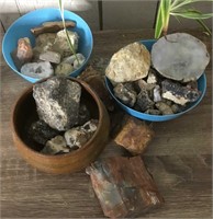 Assorted Small Geodes , Petrified Wood & More