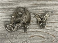 (2) Dragons- Necklace Pendant & Pewter