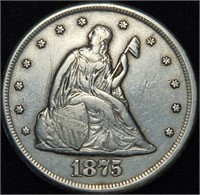 1875-CC Twenty Cent Piece - Only 6500 Survive!