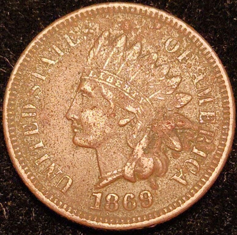 1869 Indian Head Cent - RARE KEY DATE!