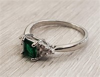 Emerald & CZ Fashion Ring