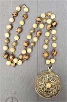 Medallion Pendant w/ Beaded Chain