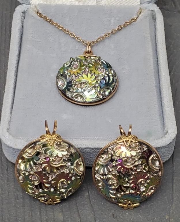Pendant w/ Matching Clip-on Earrings