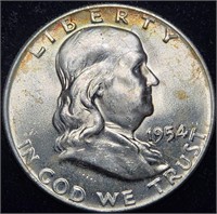 1954-D Franklin Half Dollar - BU & Rim Toned