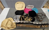 Box Of Ladies Hats, Scarfs, & Belts