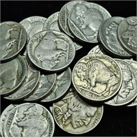 Bag Lot of 20 Buffalo Nickels - Readable Dates