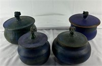 Antique Lidded Stoneware Pottery Canisters