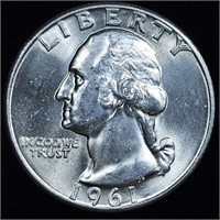 1961-D Washington Silver Quarter - BU
