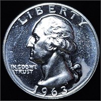 1963 Washington Silver Quarter Proof - Gem