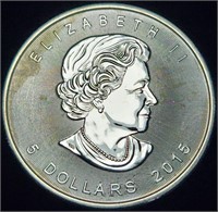 2015 Canada $5 Maple Leaf 1 ounce .9999 Silver