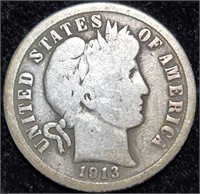 1913 Barber Silver Dime - Solid and Honest
