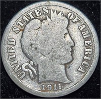 1911 Barber Silver Dime - Nice One!