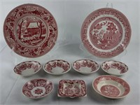 Vintage Johnson Bros., England Red/White Plates