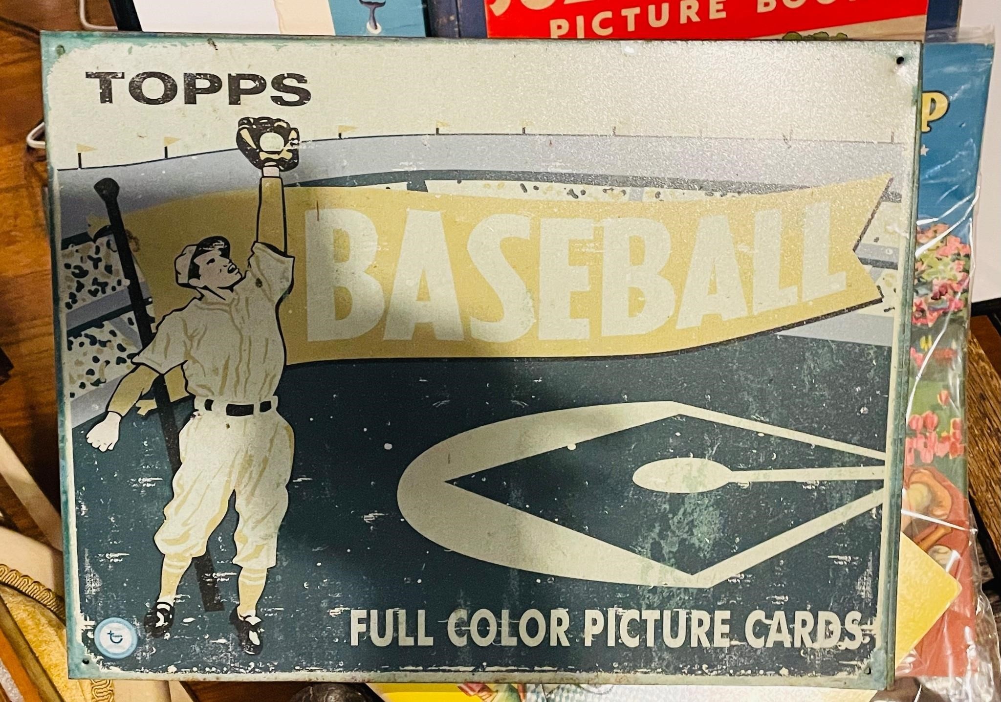 Vintage Topps Metal Baseball Sign
