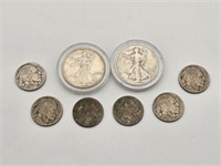 Silver Walking Liberty Halves & Buffalo Nickels