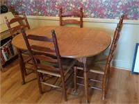 Maple table With Formica top and 4 ladder back