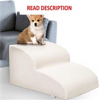 $30  High Density Foam Dog Ramp - White  2 Steps