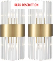 Gold Crystal 2-Light Wall Sconces Set of Two