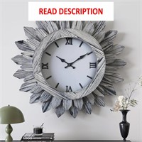 $90  Large Wall Clock  Boho Sunburst  Black  24'