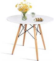 $99  White Round Dining Table  Modern MDF Top