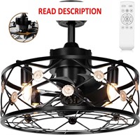 20' Black Caged Ceiling Fan with Lights
