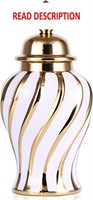 $63  Ceramic Ginger Jars with Lid  White Gold-A-S
