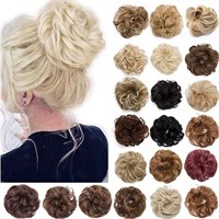 S-noilite Hair Bun Extensions Messy Wavy Curly 2 P