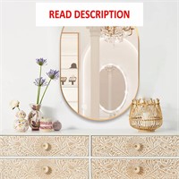 20x30 Oval Wall Mounted Mirror w/Gold Frame