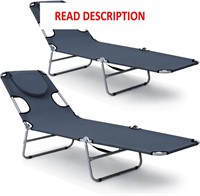 $105  2 Pack Lounge Chairs  5 Positions  Gray