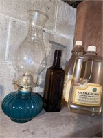 Oil lamp and misc glass