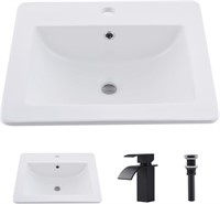 $142  21x18 Drop-in Sink  Black Faucet Combo