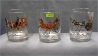 Antique horse drawn carriage drink glasses