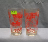 Pair of antique automobile drinking glasses