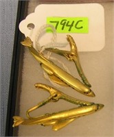 Early gold toned airline/aviation tie clasps