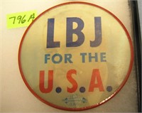 L.B.J For President 3D flasher campaign button
