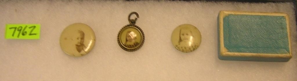 Antique portrait buttons and necklace pendant