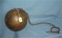 Antique style heavy ball and chain movie prop