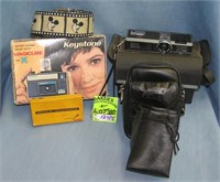 Group of cameras, cases and collectibles