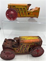 Vintage metal toy tractors