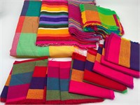 Multicolored Woven Tablecloth and Napkins