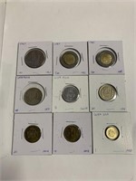 (9) WORLD FOREIGN COINS MIXED LOT