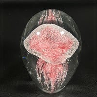 Art Glass Jellyfish Paperweight - Pink Bubbles