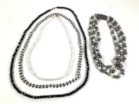 4 Beaded & Faux Pearl Necklaces