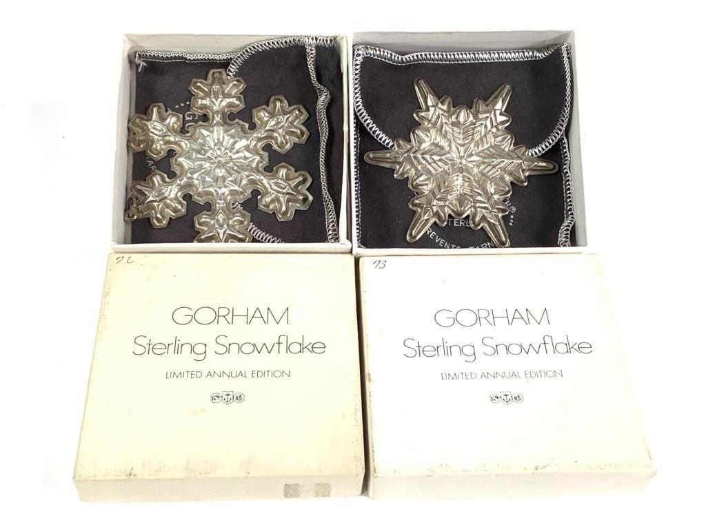1972 & 76 Gorham Sterling Christmas Snowflakes 38g
