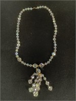 Iridescent Beaded Necklace w/ Dangle Pendant