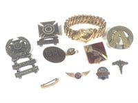 WWII & Other Military Pins + Air Force Bracelet