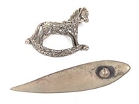Sterling Rocking Horse & Other Brooches 18g