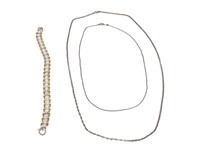 2 Sterling Chain Necklaces & Bracelet 18g