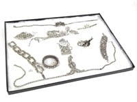 12 Rhinestone Necklaces, Bracelets & More w/ Case