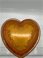 Amber glass heart trinket box